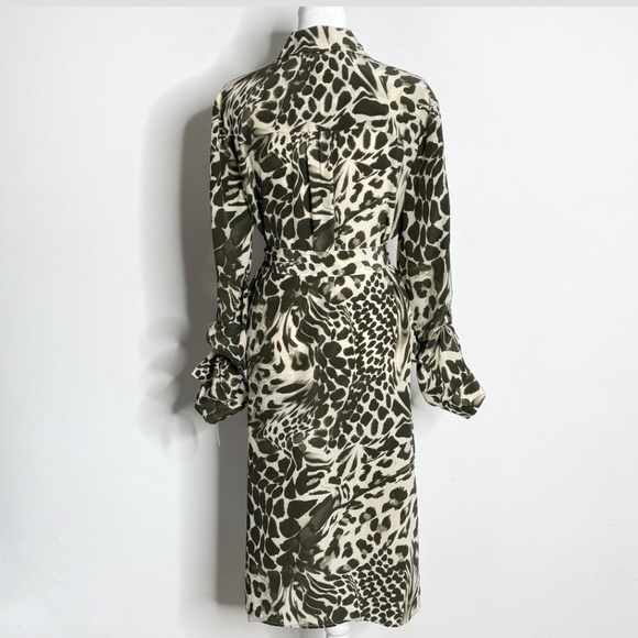 NWT Diane Von Furstenberg Shirt Dress Button Front Belted Long Sleeve Silk Sz 10 - Picture 4 of 16